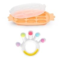 haakaa Silicone Nibble Freezer Tray &Palm Teether Set-Ice Cube Mold|Breast Milk Teether Pop Maker|Soft Silicone Baby Soothing Teether Pacifier