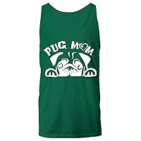 Pug Mom Plus Size Dog Lovers Women Men Unisex Tank Top Forest Green