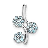 925 Sterling Silver Rhodium Plated Light Swiss Blue Topaz Flowers Chain Slide Measures 11.03mm Wide 2.53mm Thick Jewelry for Women