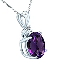 2.00Ct Round Cut Created Amethyst & Diamond 925 Sterling Silver 14k White Gold Plated Solitaire Pendant With Chain For Women & Girls