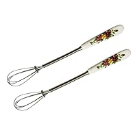 Small Wire Whisk Flower Shape Ceramics Stainless Steel Mini Whisk (2 piece)