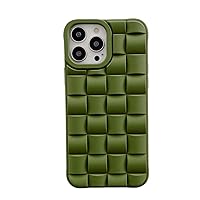 Fashion Unique 3D Weave Pattern TPU Phone Case for iPhone 14 13 12 11 8 7 X XS XR Plus Pro Max Mini Bumper Creative Popular Soft Dropproof Protective Cover for Men and Women(Olive,14 Plus)