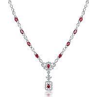 14K/18K Rose White Gold Red Ruby Diamonds Necklace Pendants Engagement Wedding for Women