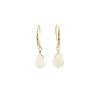Guntaas Gems Moonstone Lever Back Earring Brass Gold Plated Mini Gemstone Earrings for Women and Girls Pear Shape Beautiful Fashion Jewelry For Her