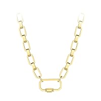 EF ENFASHION Punk Buckle Women Chain Necklace ,Stainless Steel Link Chain Initial Necklace for Women / Teen Girls.