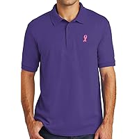 Men's Breast Cancer Awareness Patch Cotton/Poly Polo Shirt