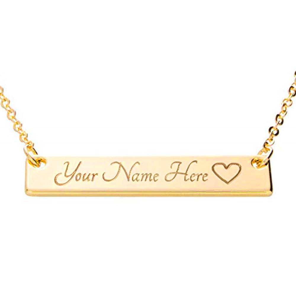 Petite Boutique Customizable Your Name Bar Necklace - Personalized Gift Custom Jewelry 16K Plated Aniversary bridesmaid Gift for Women Gold Silver Rose Gold with Premium Gift case