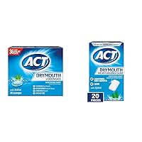ACT Dry Mouth Lozenges with Xylitol, Soothing Mint, 36 Lozenges & Dry Mouth Moisturizing Gum, 20 Pieces, With Xylitol, Sugar Free Soothing Mint