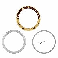 Ewatchparts BEZEL, INSERT, RETAINING COMPATIBLE WITH ROLEX GMT MASTER 2 18K GOLD 16713, 16718 ROOT BEER