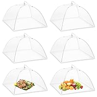 Onarway 6 Pack Food Covers 17 Inch Pop-Up Encrypted Mesh Plate Serving Tents, Fine Net Screen Umbrella for Outdoors, Parties, Picnics, BBQs, Reusable and Collapsible