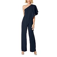 Adrianna Papell Womens Navy Bell Sleeve Wide Leg Party Jumpsuit Size: 12
