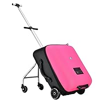 Kids Ride-on Suitcase, Kids Travel Trolley Luggage, Hard Luggage with Spinner Wheels,Pink