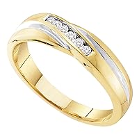 The Diamond Deal 10kt Yellow Gold Mens Round Diamond Wedding Band Ring 1/8 Cttw