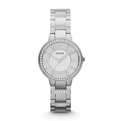 Fossil Virginia Women's Watch with Crystal Accents and Self-Adjustable Stainless Steel Bracelet Band