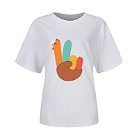 XJYIOEWT Long Sleeve Shirts for Women Black Women's Thanksgiving Funny Animal Print Round Neck Short Sleeve T Shirt Top