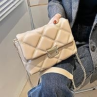Diamond Lattice Crossbody Bag Small Chain Quilted Shoulder Bag Trendy Plaid Flap Messenger Bag Luxury Women Leather Handbag