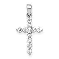 14k White Gold Lab Grown Diamond SI1 SI2 G H I Religious Faith Cross Pendant Necklace Jewelry for Women