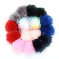 16pcs Faux Fur Pompom with Rubber Band Snap Button Shoes Hats Bags Decoration Fluffy Pom Pom DIY Crafts Accessories ( Color : Mix 11 , Size : Rubber Band 10cm )