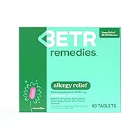 BETR REMEDIES Allergy Relief Medicine - Diphenhydramine HCI 25 mg - Relieves Indoor & Outdoor Allergies, Sneezing, Runny Nose, Itchy, Watery Eyes - Oral Antihistamine - 48 Allergy Pills