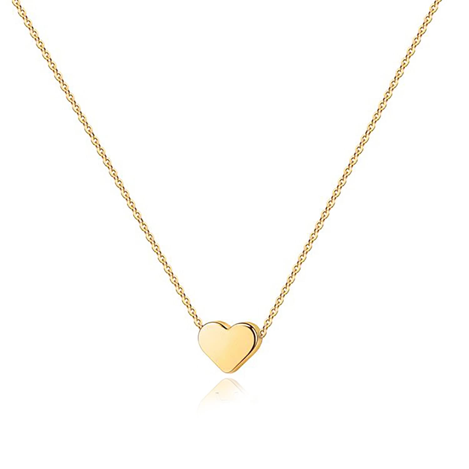 PAVOI 14K Gold Plated Cubic Zirconia Heart Necklace | Cute Dainty Love Pendant Necklaces for Women