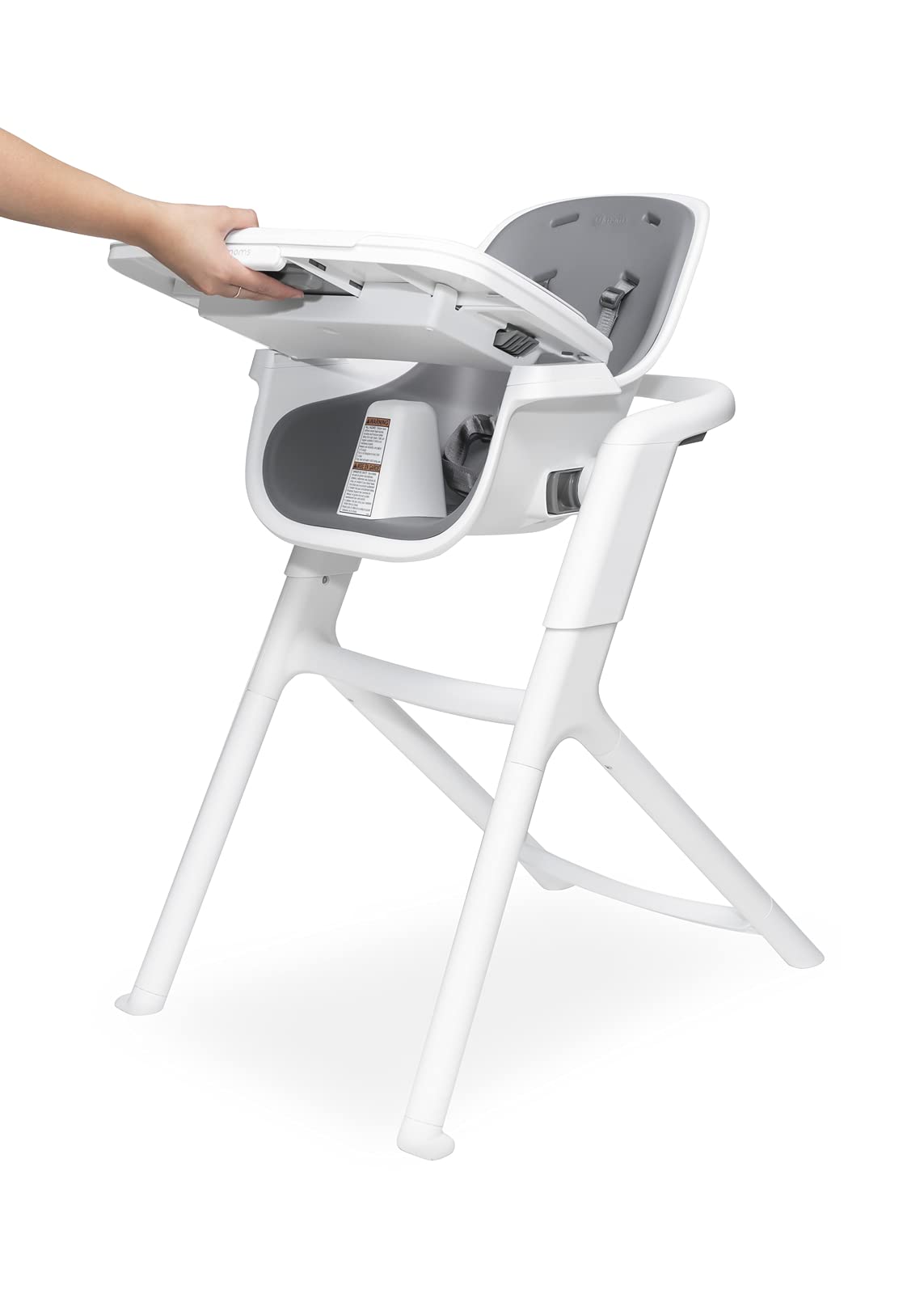 4moms Connect High Chair, One-Handed Magnetic Tray Attachment, White/Grey