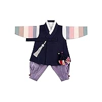 Dark Navy Boy Baby Hanbok Korea Traditional Clothing Outfit First Birthday Party 1-8 Ages