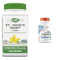 Nature's Way Premium St. John’s Wort Herb, Promotes A Positive Outlook*, 700 mg per Serving & Doctor's Best High Absorption Magnesium Glycinate Lysinate, 100% Chelated, Non-GMO, Vegan, Gluten