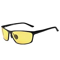 Men's Yellow Night View Vision Polarized HD Sunglasses UV400 Glasses Unbreakable Night Driving Fishing Shooting Sports (Black179)