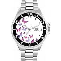 Purple Butterfly Mens Wrist Watch 42mm Case Custom Design