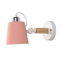 E26/E27 Wall Sconce Light Fixture,Wooden Adjustable Wall Sconce Lighting Fixture, Bedroom Bedside Wall Lamp Metal and Wood Bathroom Vanity Mirror Lighting Fixtures (Color : Pink)