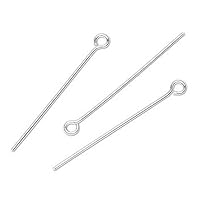 50pcs Adabele Authentic Sterling Silver Eye Pins 30mm (1.2 inch) Flexible Easy Use for Jewelry Beading Threading Making (Wire 0.5mm/24 Gauge/0.02 Inch) SS2-30