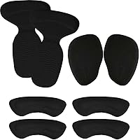 Chiroplax Reusable High Heel Cushion Inserts Pads Forefoot Ball of Foot Back of Heel Cup Grips Protector Liner Anti-Slip Metatarsal Shoe Insoles, 8 pcs (Black)