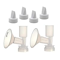 Maymom Non-Insert, One-Piece Small Flange Kit Compatible with Ameda Purely Yours, Ultra Breastpump (Flange 19 mm XS, Extra Samll), with Duckbill; Not Original Ameda Flange or Duckbill