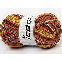 (1) 100 Gram Smart Sock Yarn - Superfine, Fingering, Superwash Wool and Nylon, 437 Yards, Self-Striping Orange, Copper, Grey & More