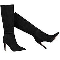 LEHOOR Women Knee High Stiletto Heel Boots Pointed Closed Toe Slip On High Heeled Dress Shoes Sexy Trendy for Ladies 4-11 M US