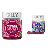 OLLY Women's Multivitamin Gummy Overall Health, Immune Support, Constipation Relief Gummies, Rhubarb Prunes Amla Berry Flavor