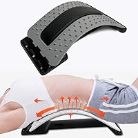 Back Stretcher, Lumbar Stretching Device with Massager for Upper and Lower Back Pain Relief, Lumbar Traction Supports (Black,Gray)
