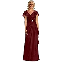 Plus Size Mother of The Bride Dresses for Wedding Burgundy Cap Sleeve Chiffon Formal Gowns and Evening Dresses Size 26W