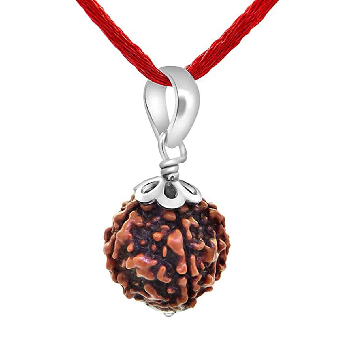 55Carat Choose Your Original Lab Certified Rudraksha 1 to 13 Mukhi Ganesha Gauri Shankar Silver Plated Pendant Astrological Shiva Jewelry for Men and Women