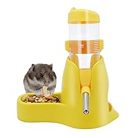 3 in 1 Hamster Hanging Water Bottle Pet Auto Dispenser with Base for Dwarf Hamster Mouse Rat Hedgehog (80ML, Yellow)
