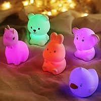 GoLine 6 Pcs Animal Night Lights for Kids Ages 3-8, Cute Silicone Lamp, Christmas Birthday Toys Gifts for 4 5 6 7 8 9 10 Year Old Girls Boys Baby Toddlers.