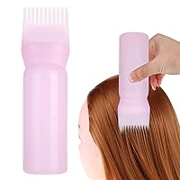 Hair Dyeing Bottle with Brush,Shampoo Hair Color Oil Comb Applicator Tool, 3 Colors Root Applicator Comb with Graduated Scale for Salon Hair Coloring Dyeing (pink)