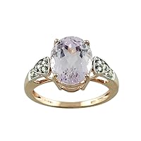 Carillon Stunning Kunzite Oval Shape 9X11MM Natural Earth Mined Gemstone 925 Sterling Silver Ring Wedding Jewelry (Rose Gold Plated) for Women & Men