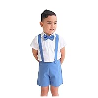 Boy 3 Piece Linen Outfit, Linen Pants, Christening Outfit, Kids Suit, Blue