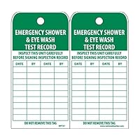 NMC National Marker Corp. RPT37ST Tags, Emergency Shower and Eye Wash Test Record, 6 Inch X 3 Inch, Synthetic Paper, 25/Pk (Hole)