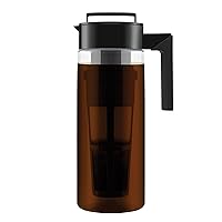 Takeya Patented Deluxe Cold Brew Coffee Maker with Black Lid Airtight Pitcher, 2 Quart, Black