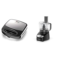 Black+Decker 3-in-1 WM2000SD 3-in-1 Waffle, Grill & Sandwich Maker, Compact Design, Black/Silver & Easy Assembly 8-Cup Food Processor