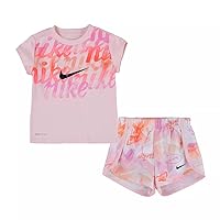 Nike Little Girls' Dri-FIT Short Sleeve T-Shirt And Short 2 Piece Set (A(36J568-X24)/P, 12 Months)