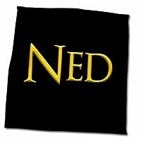 3dRose Ned Common boy Name in The USA. Yellow on Black Talisman - Towels (twl-349281-3)
