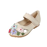 Girl's Linen Mary-Jane Shoes Kid's Cute Flat Shoe